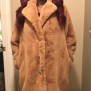 Camel Faux Fur Coat